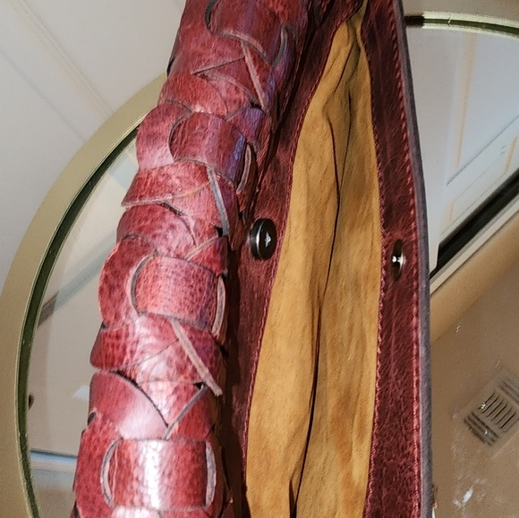 Patricia Nash Baku Leather Crossbody Clutch in Red / Pomegranate color - Picture 7 of 12